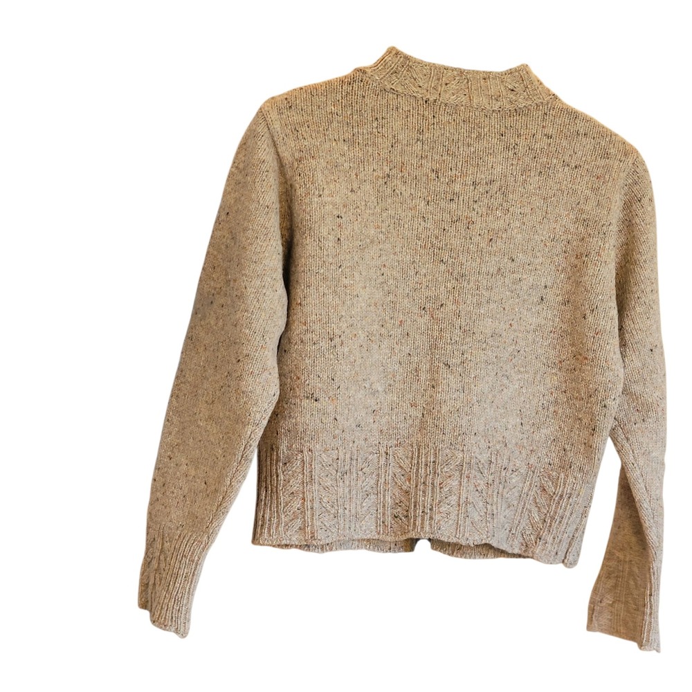 Laura Ashley Vintage 100% Wool Cable Knit Sweater Beige Marl Womens Small - Picture 3 of 16